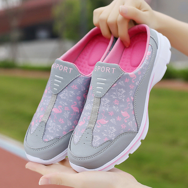 Dame nan Slip-sneaker med flamingo-motiv, elastisk indgang og dæmpet EVA-sål Skovae