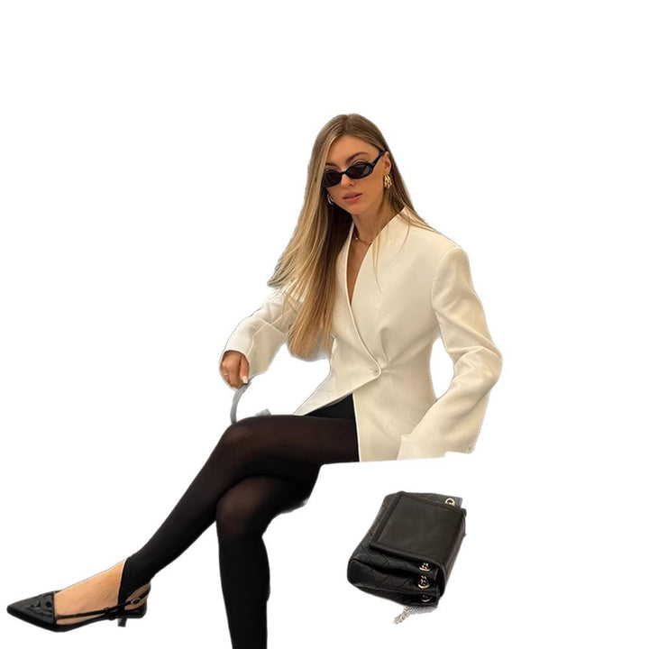 Dame Elegant Wrap Blazer Jakke med struktureret Design Stilla