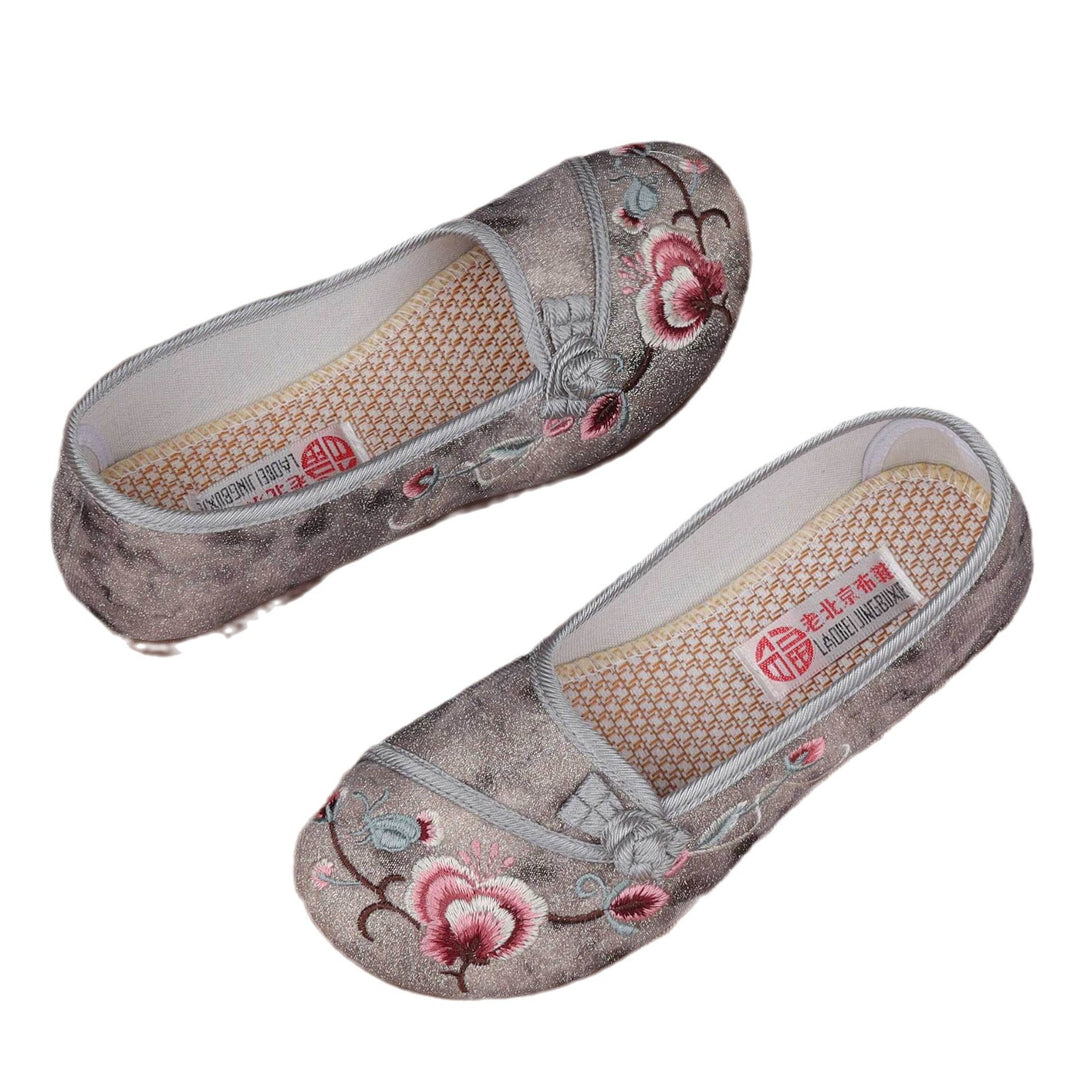 Dame Elegante håndlavede Ballerinaer med floral broderi Stilla