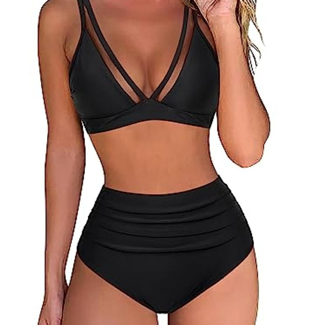 Dame Højt skåret Bikini-sæt med dyreprint og elegante flæsedetaljer Stilla