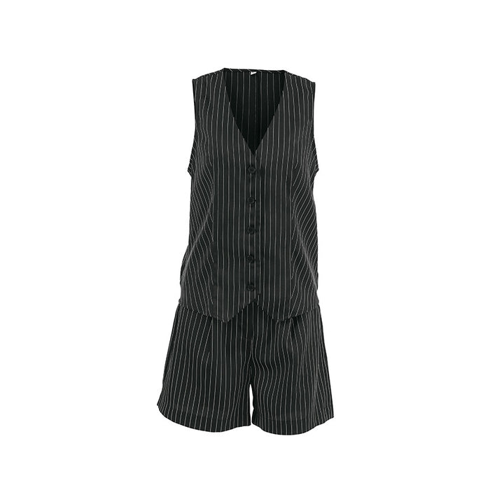 Damer To-delt Sæt bestående af ærmeløs blazerjakke og elegante shorts med nålestriber Stilla