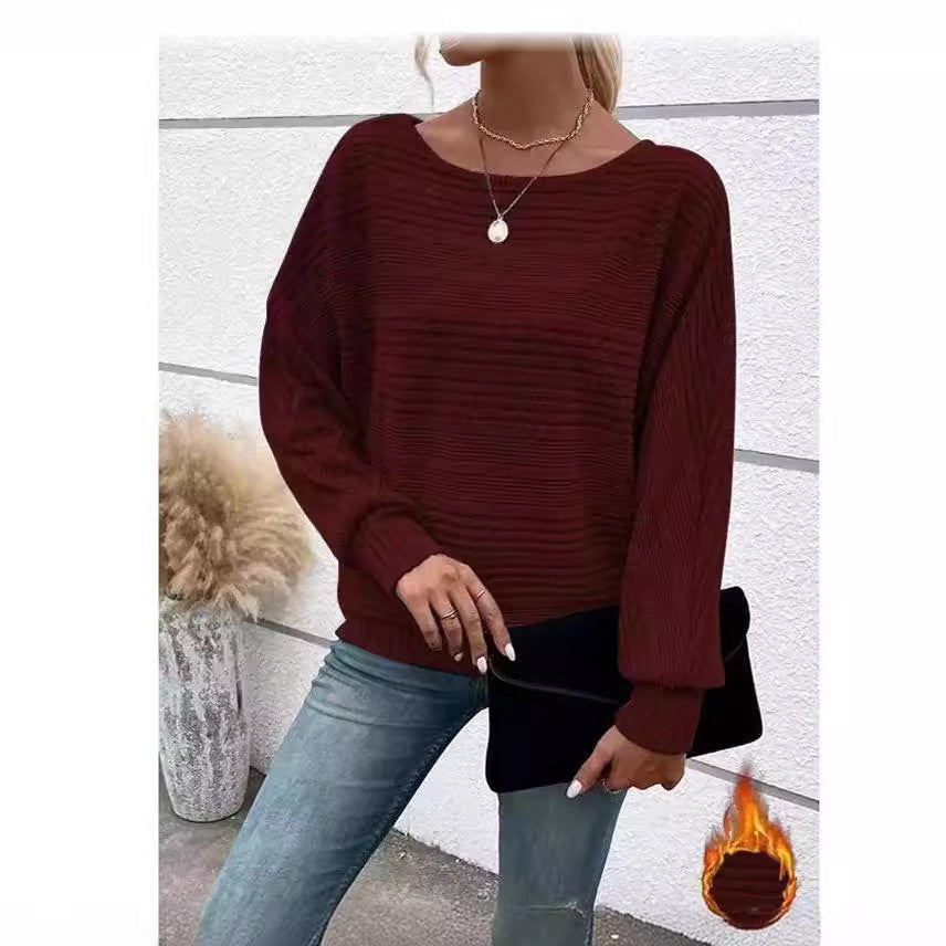 Kvinders afslappede sweater med struktureret stribet mønster og brede ærmer Stilla
