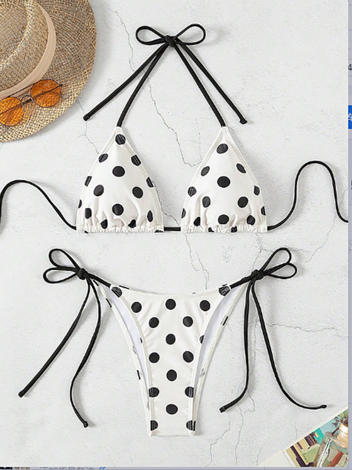 Dame triangel-bikini med justerbare stropper og trendy leomønster Skovae