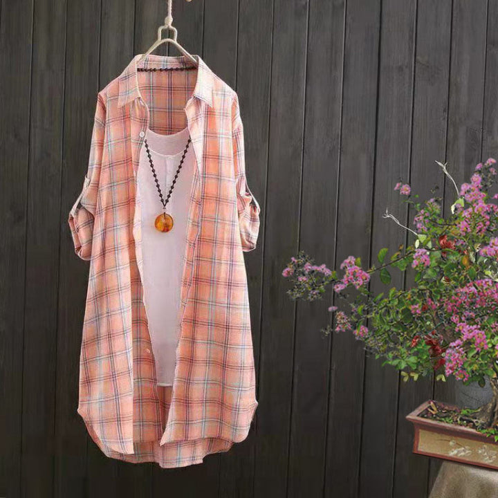 Damer letternettet ternet Button-Up-bluse Stilla