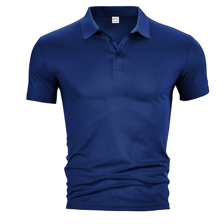 Herre nan figursyet kortærmet poloshirt i elastisk jersey med skjortekrave og kort knapliste Skovae