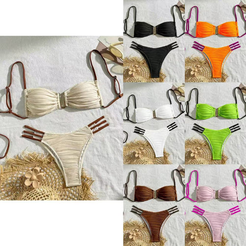Dame bikini-sæt med raffineret foldedesign og modetræk Skovae