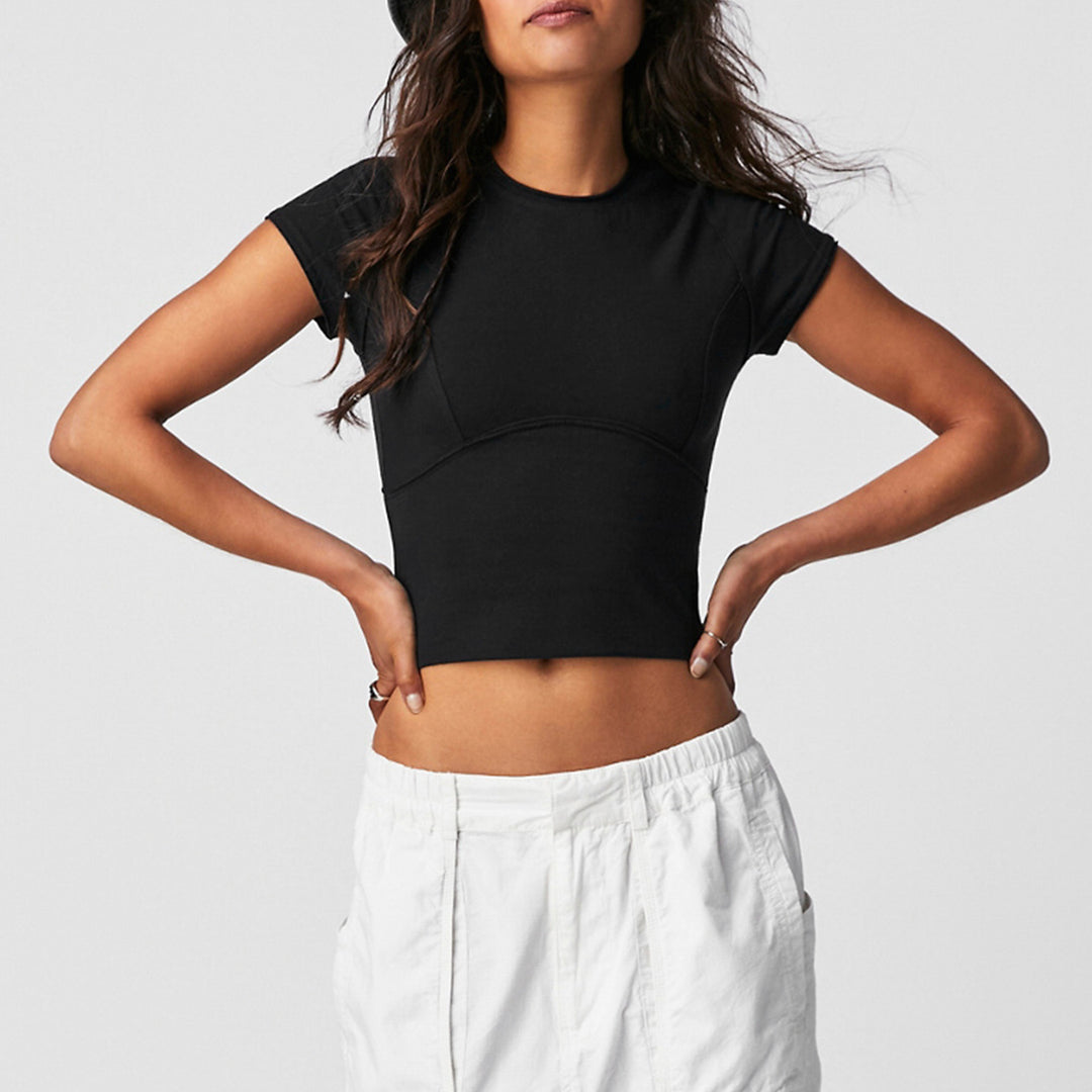 Dame tætsiddende crop-top med struktureret design Stilla