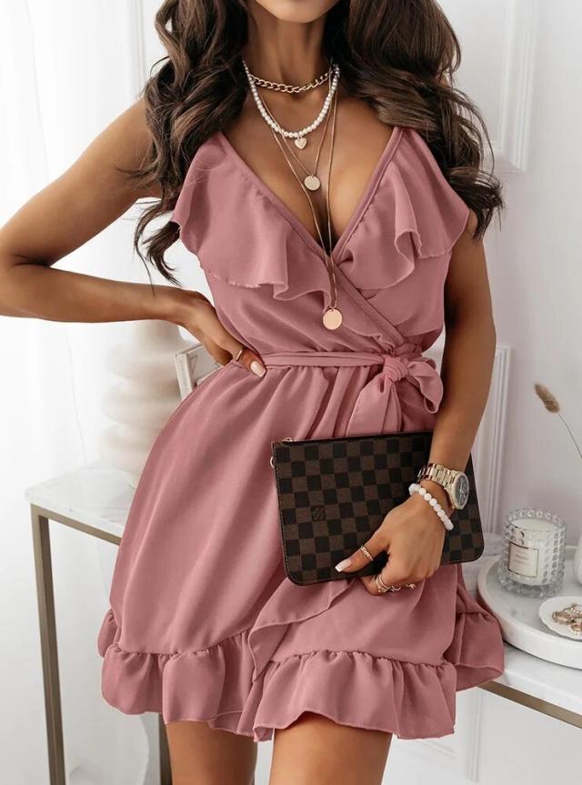 Dame Rynke chiffon omslagkjole Stilla