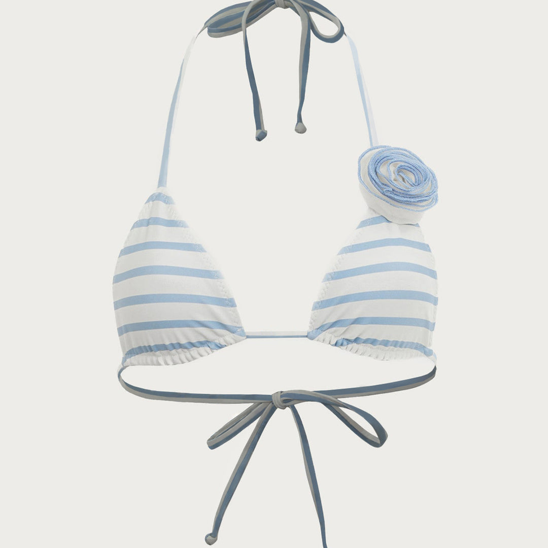 Dame bikini-sæt med floral accent og legende stribemønster Stilla