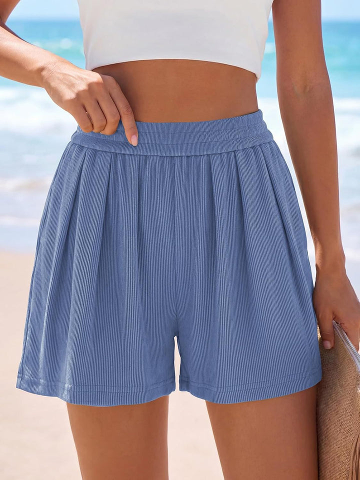 Dame Legere Fritidsshorts med elastisk talje og plisseringer Skovae