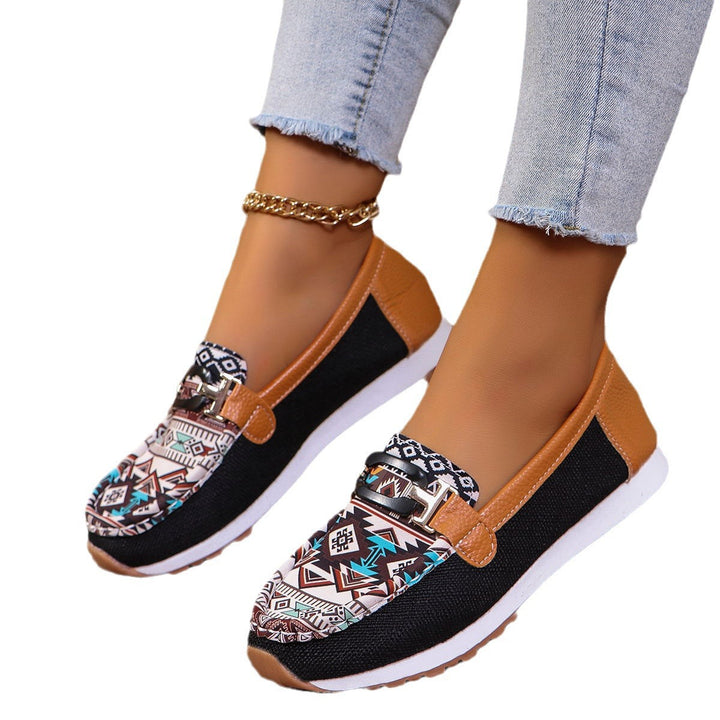 Dame Slip-On Mokasiner med trendy etno-design og polstret sål Stilla