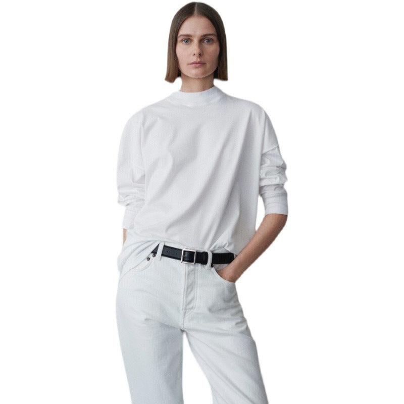 Dame afslappet sweatshirt med høj krave og moderne snit Stilla