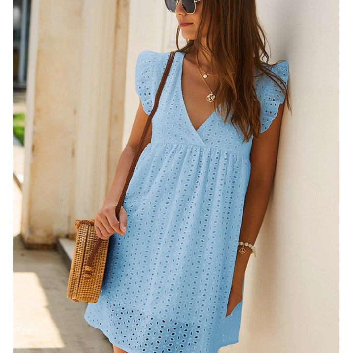 Kvinder Eyelet Broderi Sommerkjole Stilla