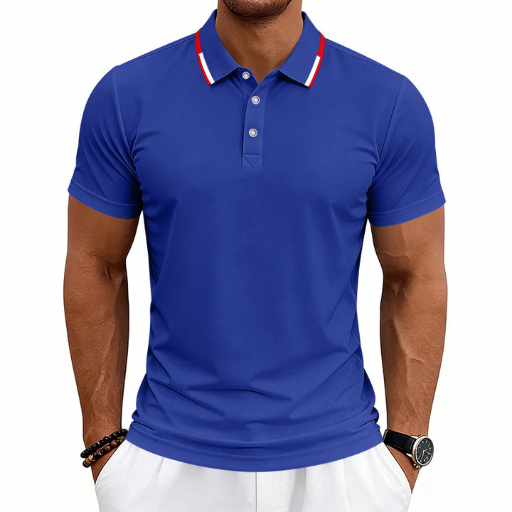 Herrer nan tailored kortærmet polo shirt med kontrastkrave i åndbart piqué Skovae