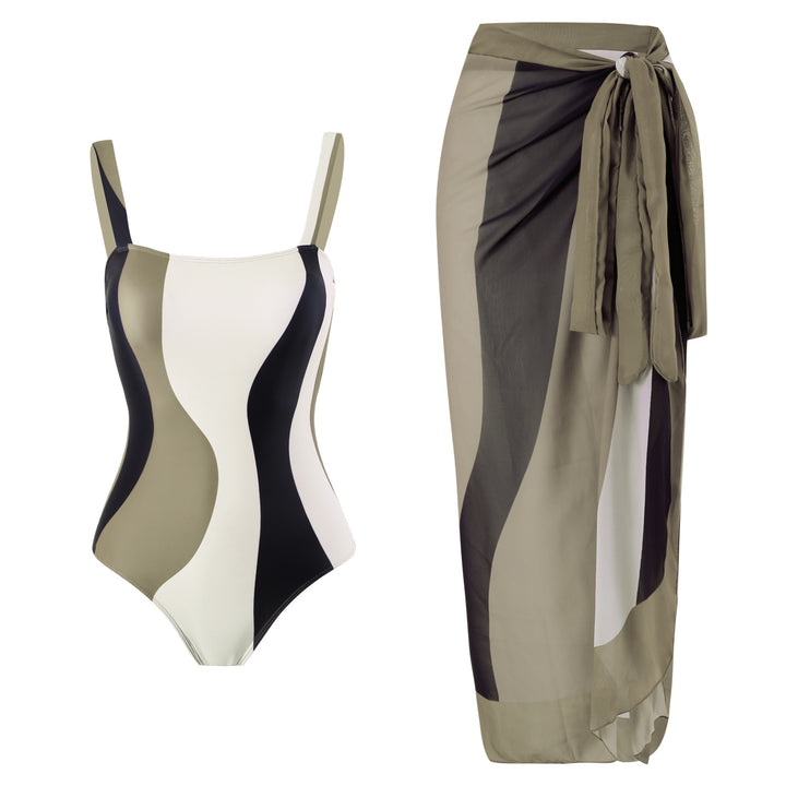 Dame badedragt med elegant sarong Stilla