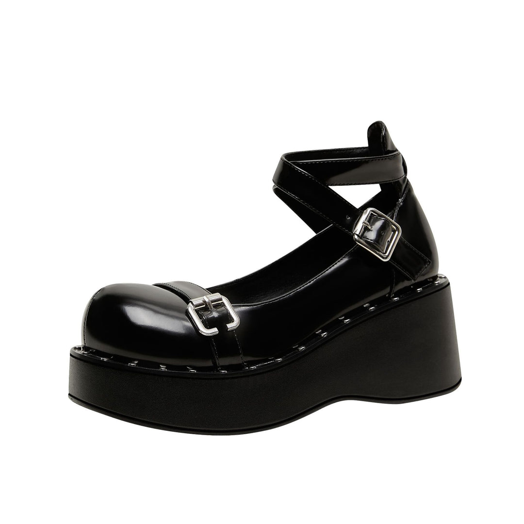 Dame Chunky Platform Mary Jane Sko med justerbare anklerem Stilla