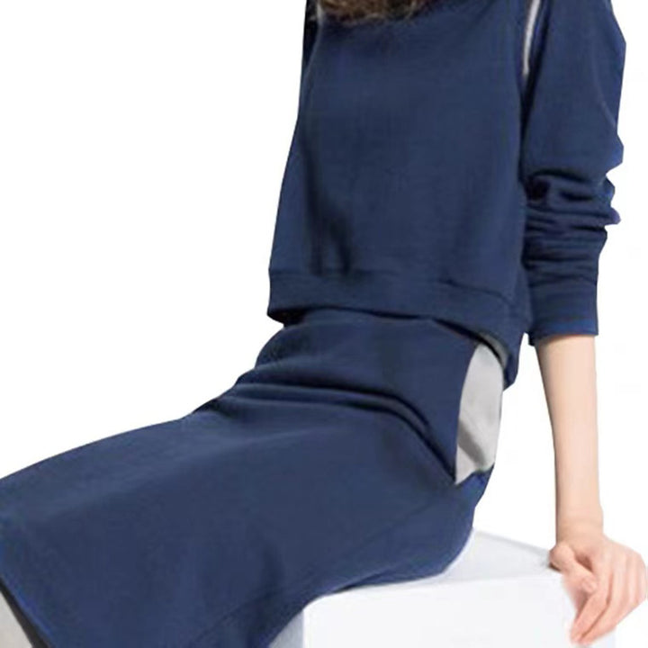 Dame afslappet sweatshirtkjole med moderne snit og stilfulde kontrastdetaljer Stilla