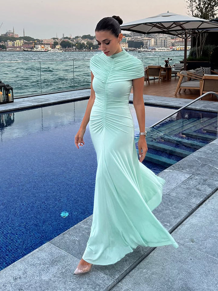 Dame Maxikjole med elegant draperingsdesign Stilla