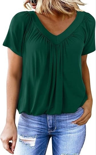 Dame Relaxed Fit V-Hals Bluse Stilla