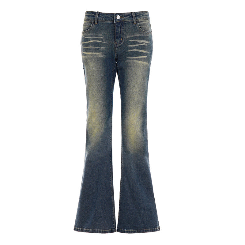 Dame Flared Jeans med høj talje og smart Used-Look Skovae