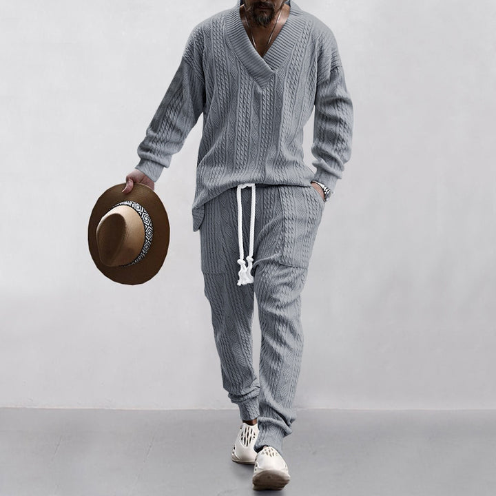 Herrer Strik Pullover og Joggingbukser Sæt Stilla