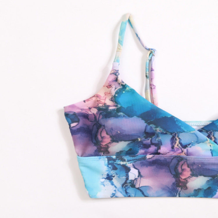 Dame bikini-sæt med krydset top og blomsterdetaljer Skovae