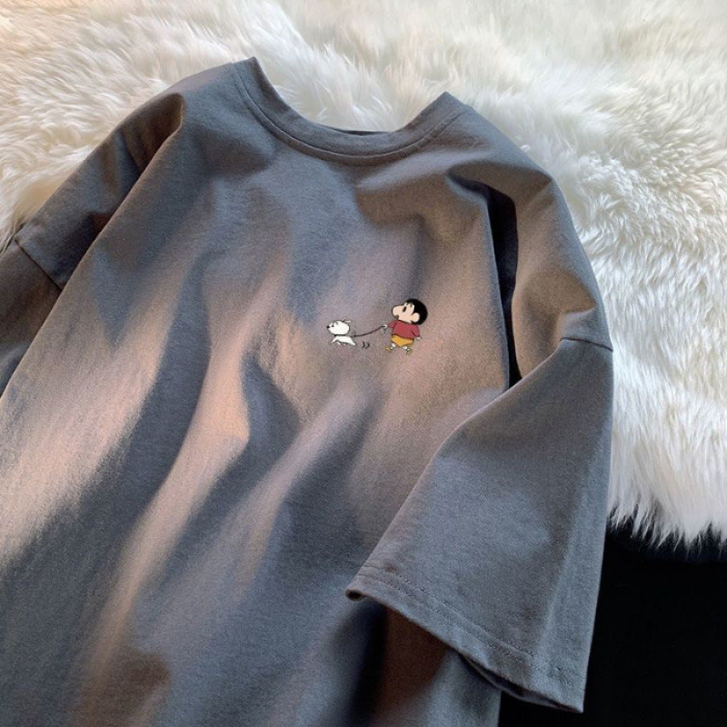 Dame T-shirt med minimalistisk tegneserie-motiv Stilla