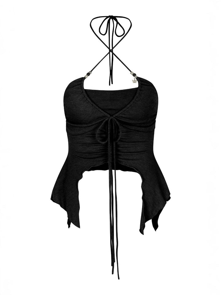 Dame Festligt Crop-Top med raffineret snøring og asymmetrisk kant Stilla