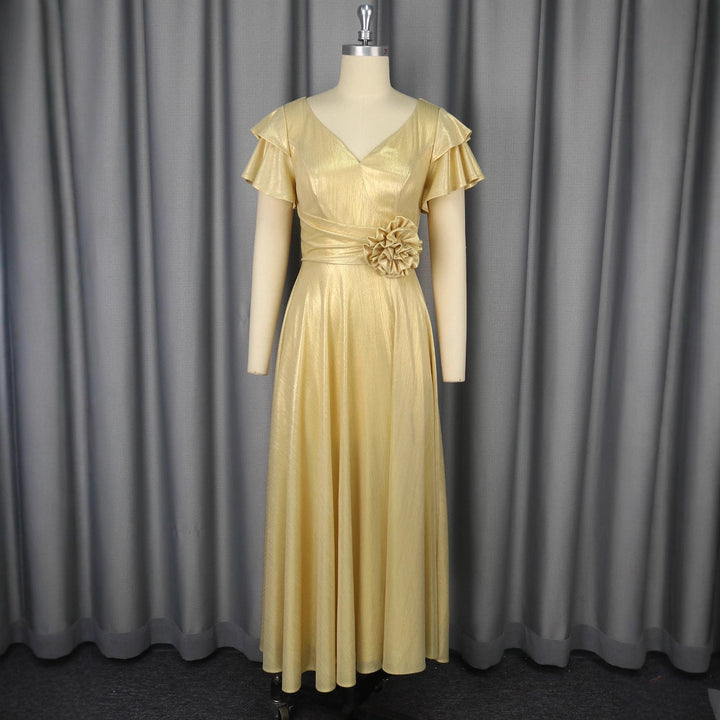 Dame Elegant Maxikjole med overdådig flæse og floral accent Skovae