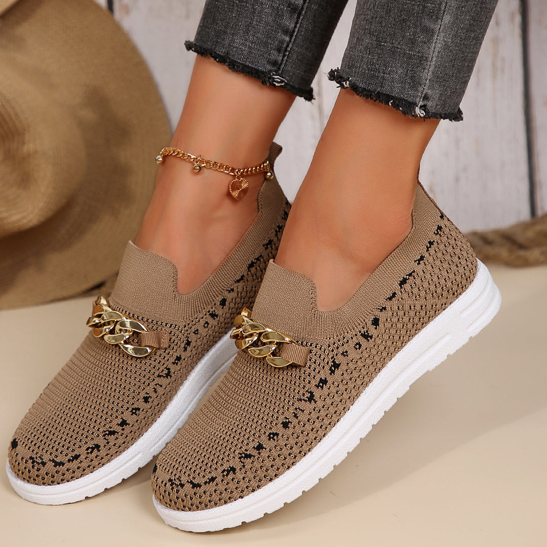 Dame Behagelige Slip-On Sneakers med fashionable Kæde-Detail Stilla
