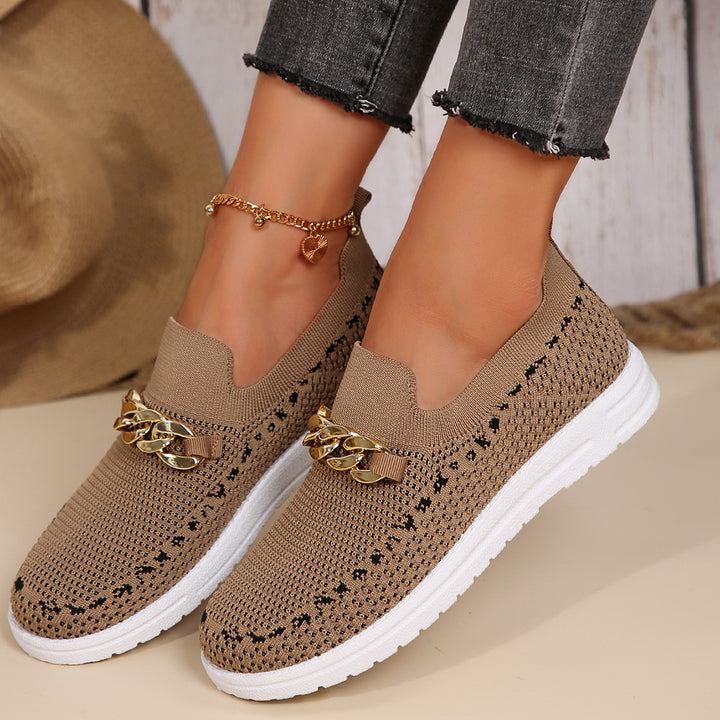 Dame Behagelige Slip-On Sneakers med fashionable Kæde-Detail Stilla