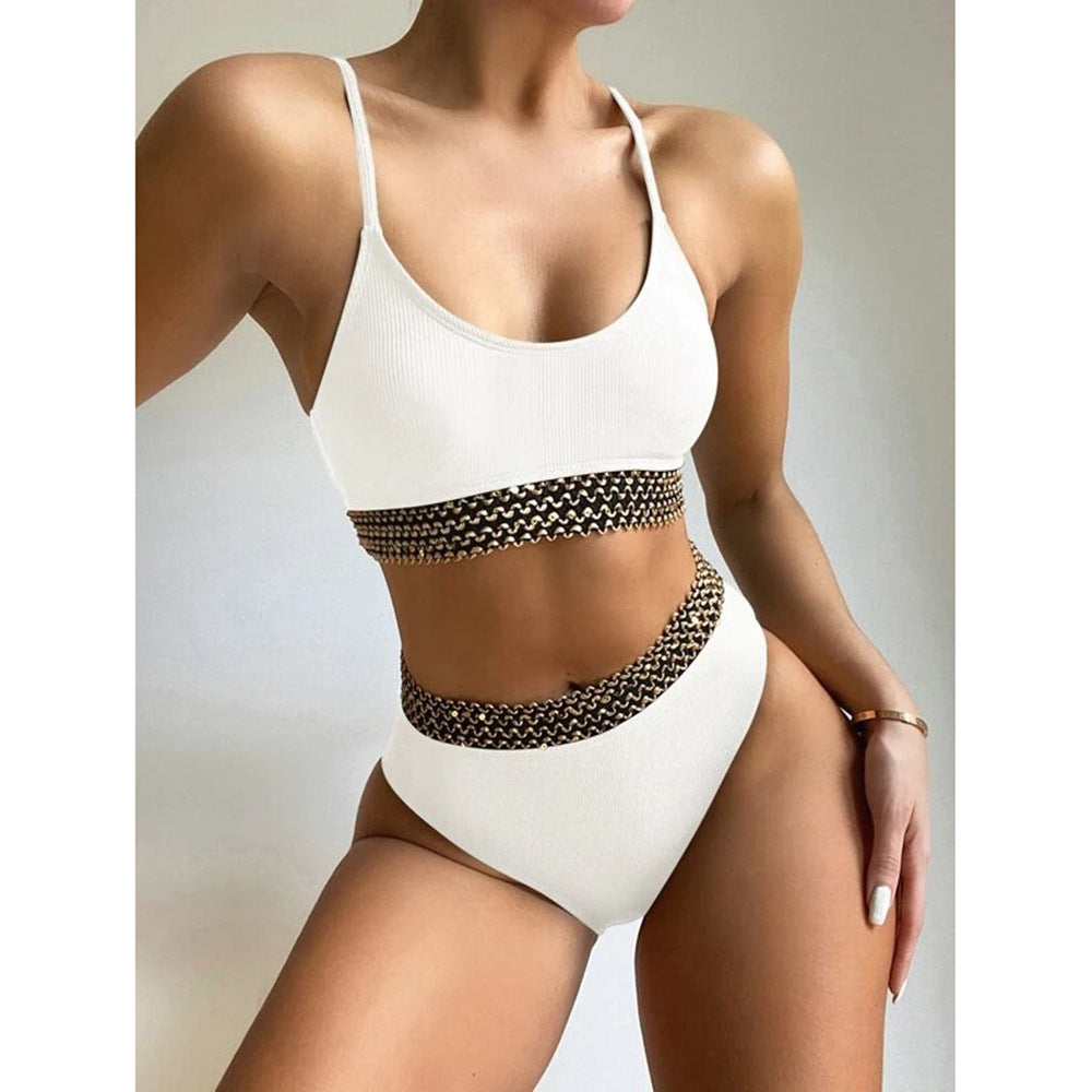 Dame Bikini-sæt med raffinerede detaljer og høj talje Stilla