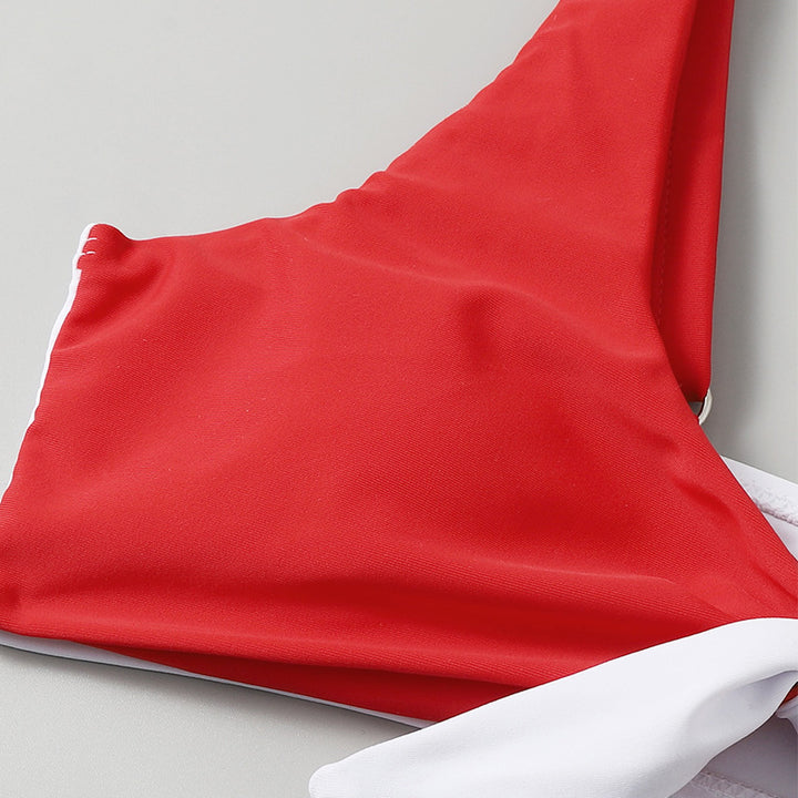 Dame bikini sæt med moderne knude design og højt skåret trusse Skovae