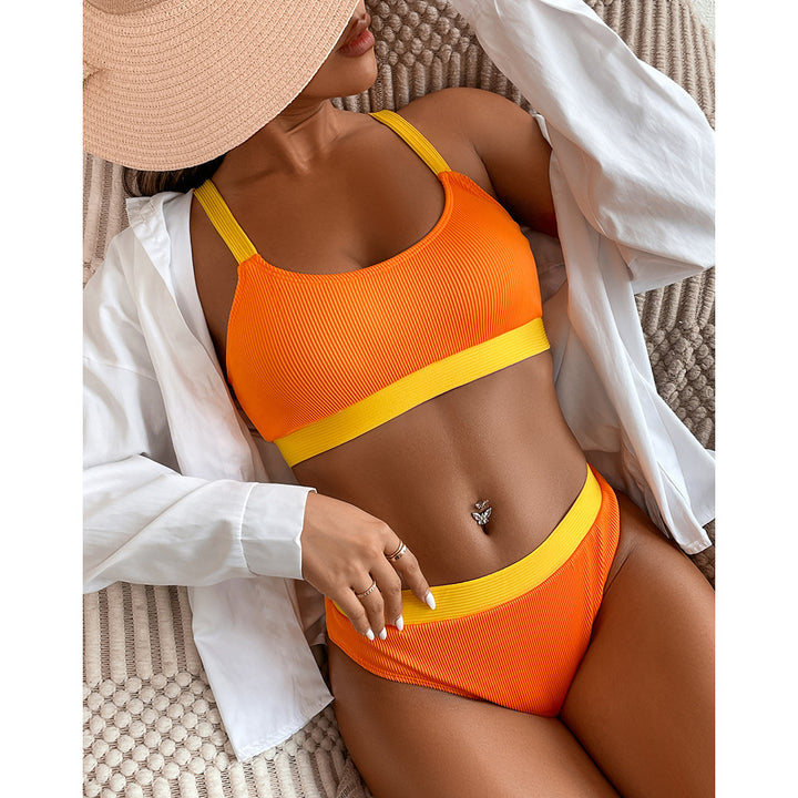 Dame To-delt Bikiniset med sporty snit og raffineret ribstruktur Stilla