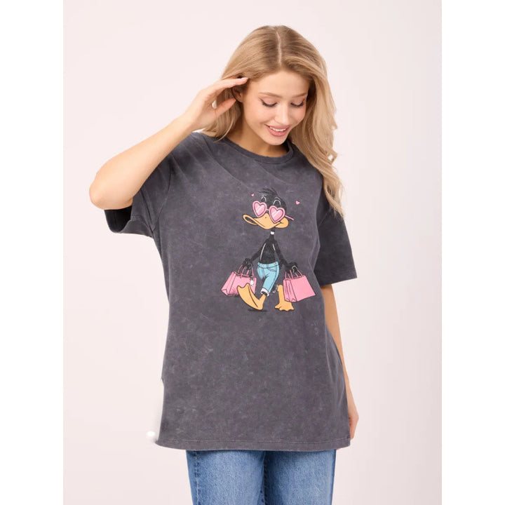 Damer Oversized T-shirt med kreativ Daffy Duck tryk og legende design Stilla