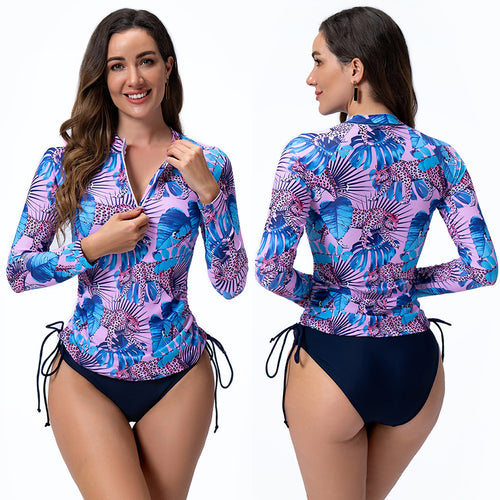 Dame Sporty Langærmet Rashguard med blomstermønster Skovae