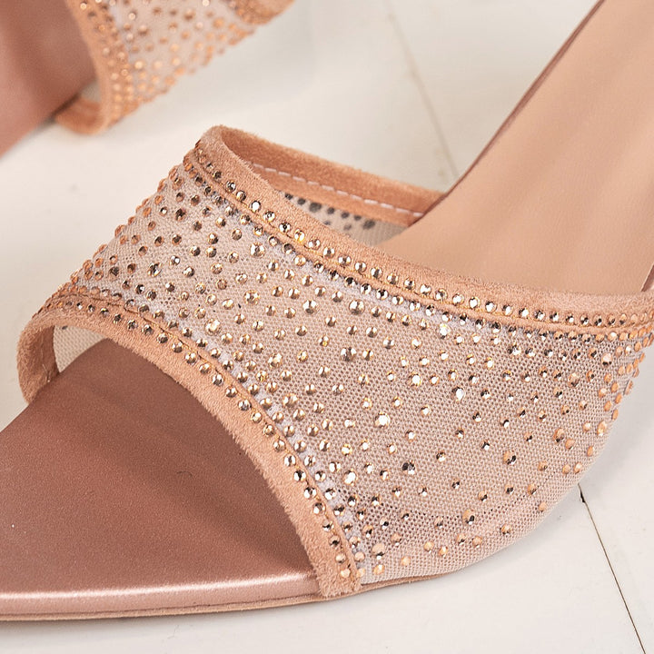 Dame Glamourøse Mules med funklende strasssten og elegant, gennemsigtigt overmateriale Stilla