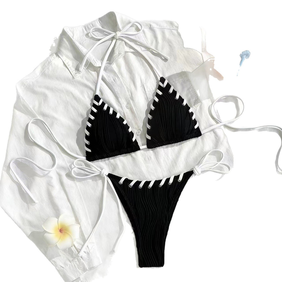 Dame triangle bikini med ruffle detaljer Skovae