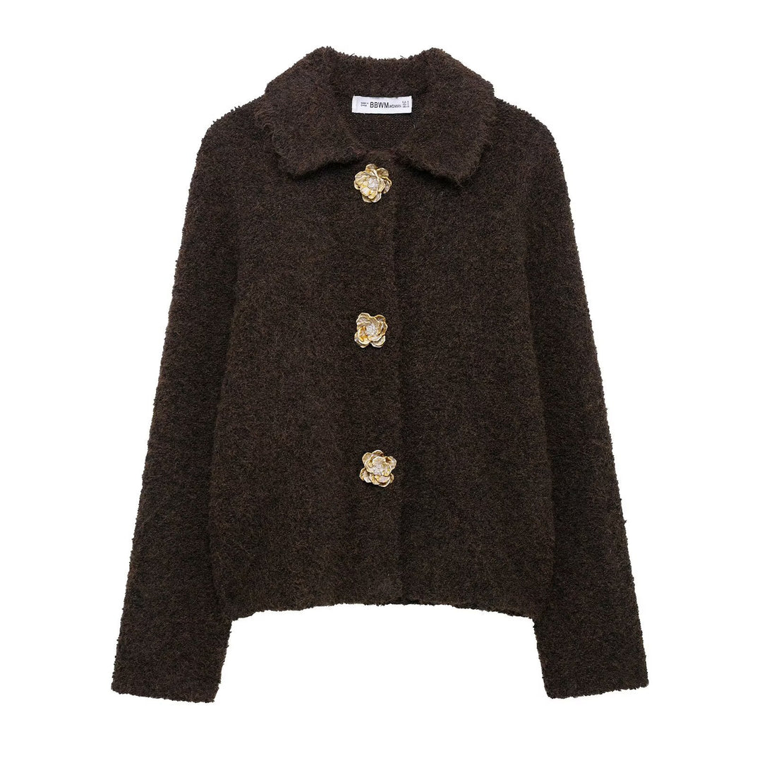 Kvinders Cozy Fleece Jakke med Elegant Knaplukning Stilla