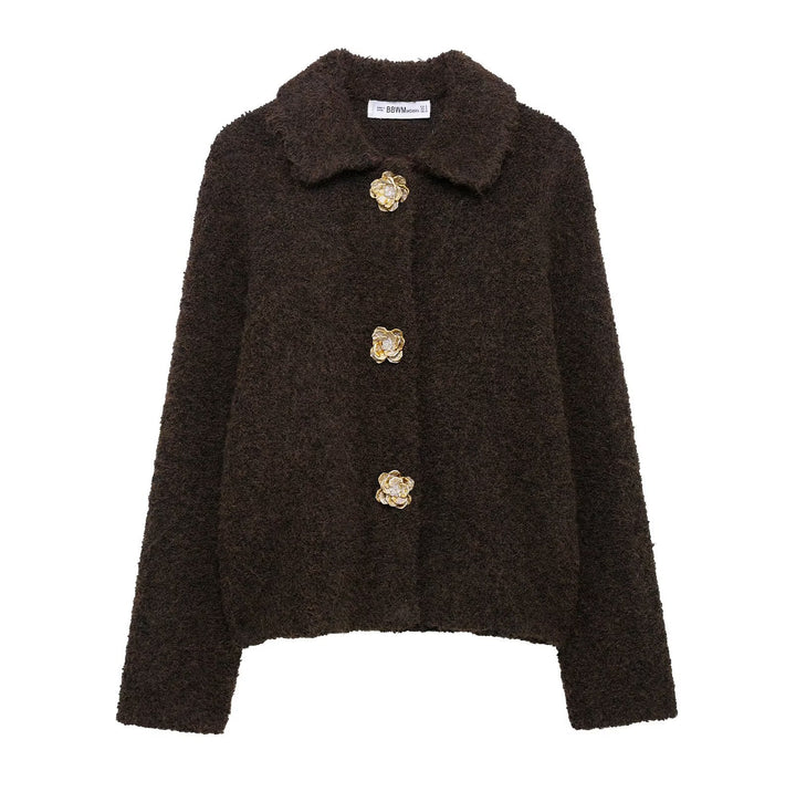 Kvinders Cozy Fleece Jakke med Elegant Knaplukning Stilla