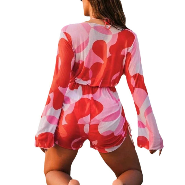 Femme Farverig Print Badedragt og Bikini Sæt Stilla