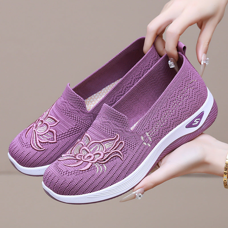 Dame Komfortable Slip-On Sneakers med floral broderi Stilla