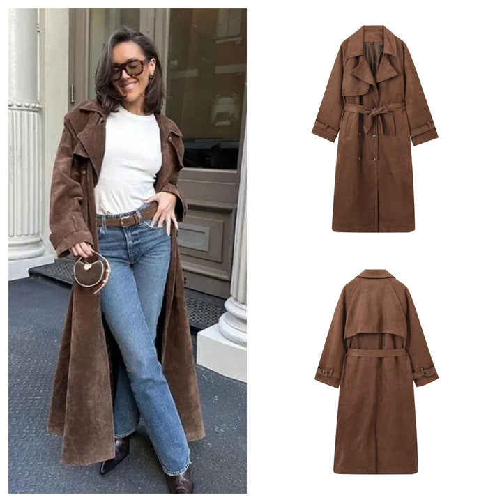 Dame elegant Suede Trenchcoat Stilla