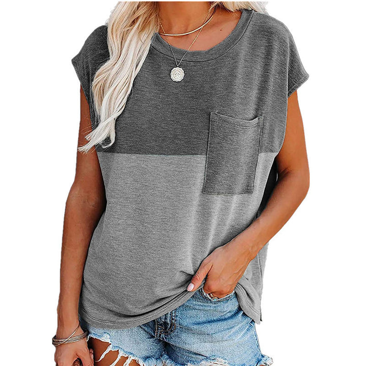 Dame afslappet T-shirt med brystlomme og asymmetrisk kant Stilla