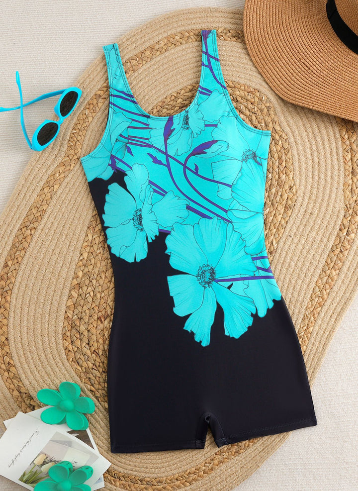 Damer sporty one-piece badedragt med trendy grafikdesign Skovae