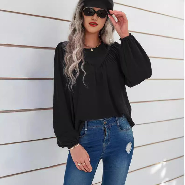 Dame Elegant og afslappet bluse skjorte med puffærmer Stilla
