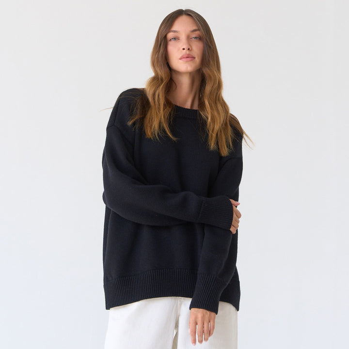 Kvinders oversized sweater med tekstureret strikmønster Stilla