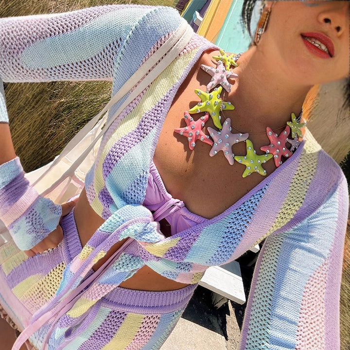 Dame Haremshorts med farverigt netdesign Stilla