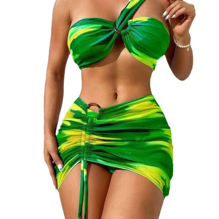 Dame Bikini-sæt med asymmetrisk top og raffineret indpakningsdesign Stilla