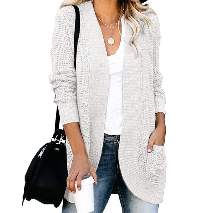 Dame casual strikcardigan med lommer og åben front Stilla